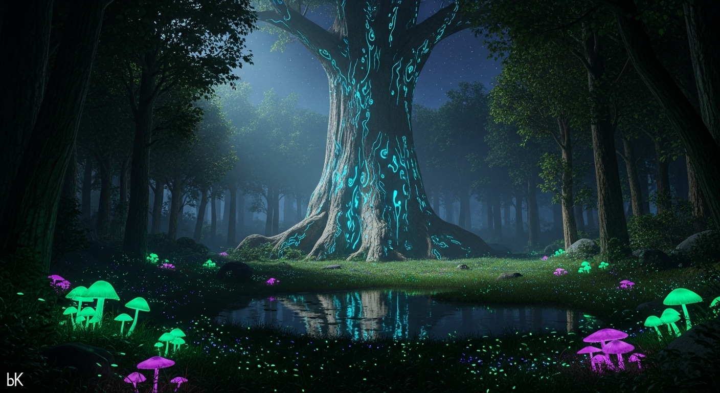 Bioluminescent Forests Prompts: Create Glowing, Enchanted Woods example 1