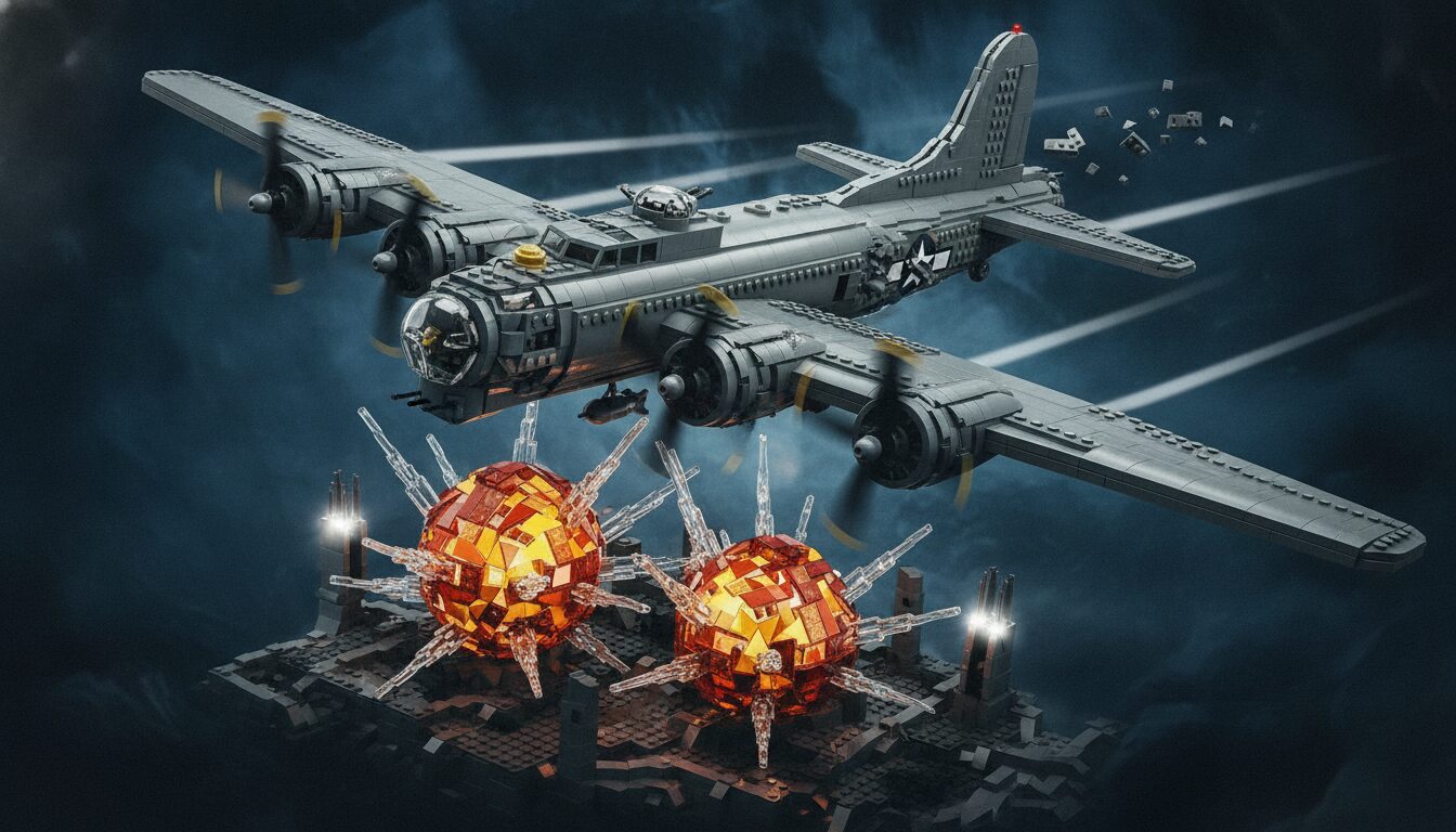 Lego War Planes Scenario: Epic Brick-Built Aerial Combat Prompts example 3