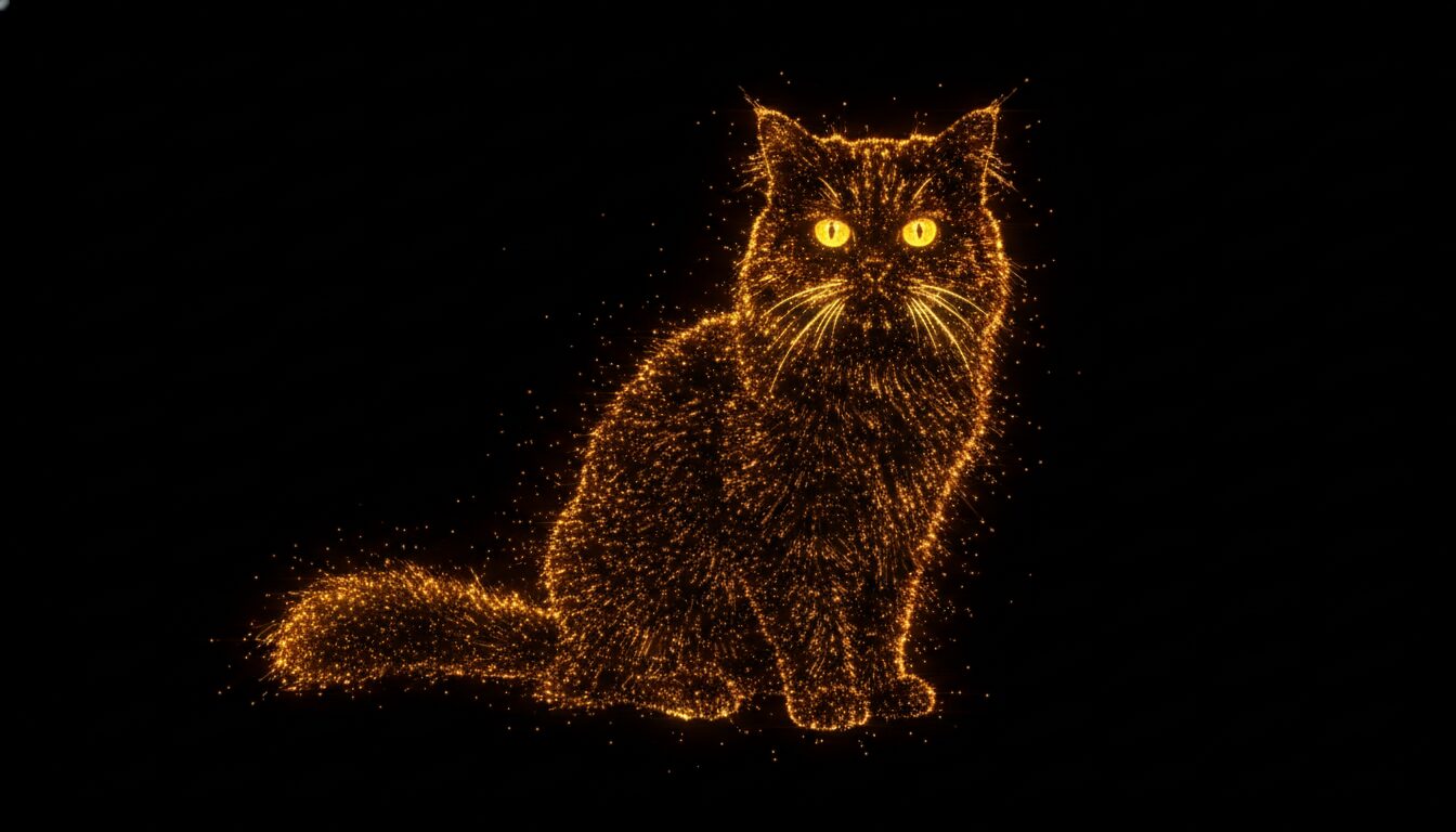 Persian Cats in Neon Glowing Dots: A Masterclass in Digital Pointillism Prompts example 1