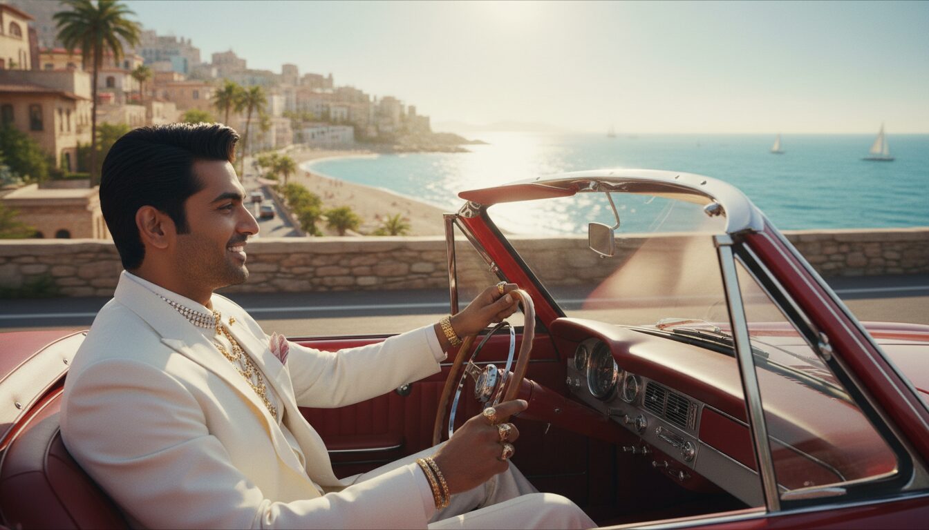 Photorealistic South Indian Man Portrait Prompt: Luxury Coastal Lifestyle example 5