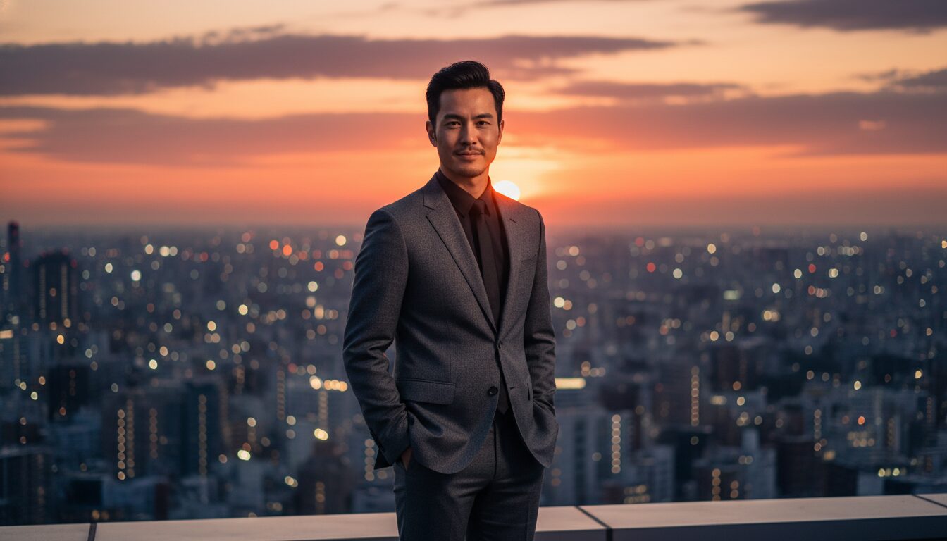 Rooftop Golden Hour Portrait: Cinematic AI Prompts for Urban Photography example 1