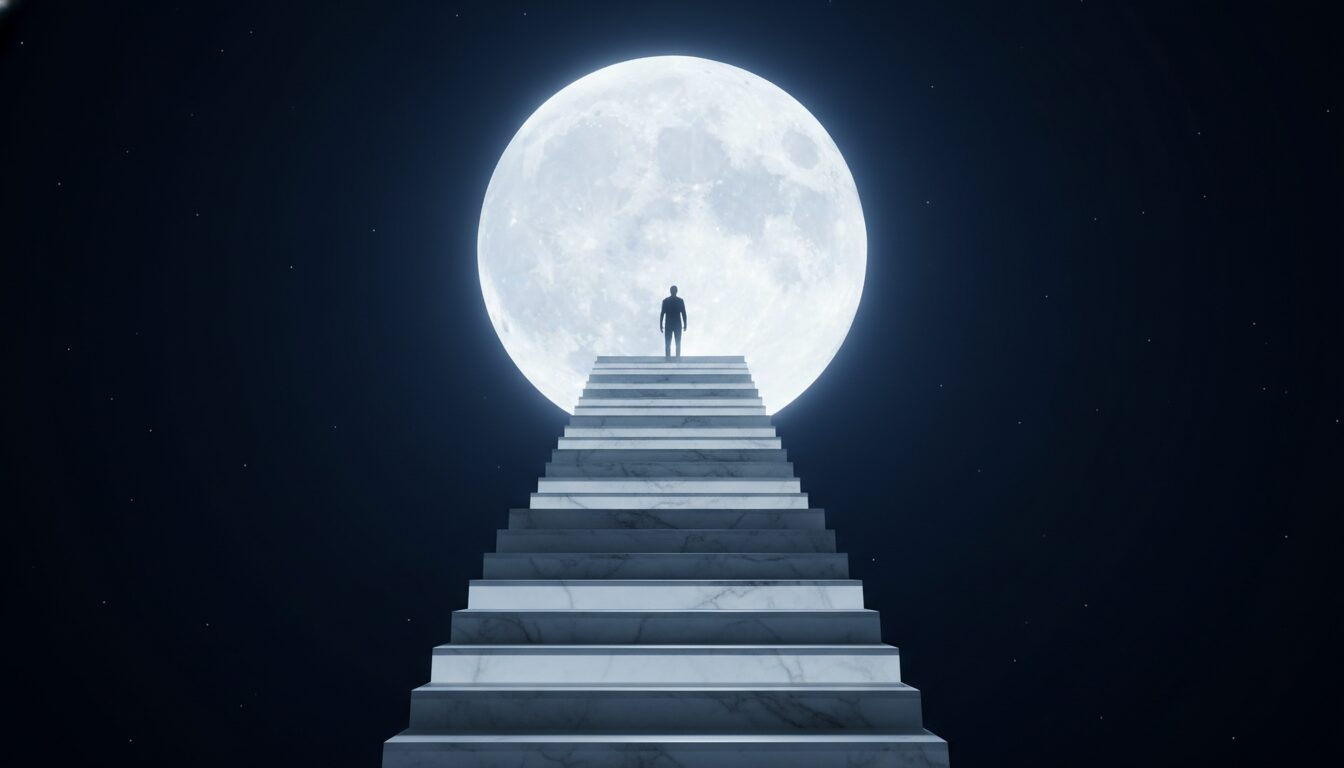 Stairway to the Moon: Surreal Fantasy Prompt for AI Art example 3