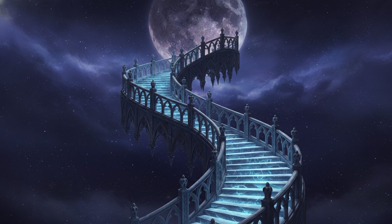 Stairway to the Moon: Surreal Fantasy Prompt for AI Art example 4