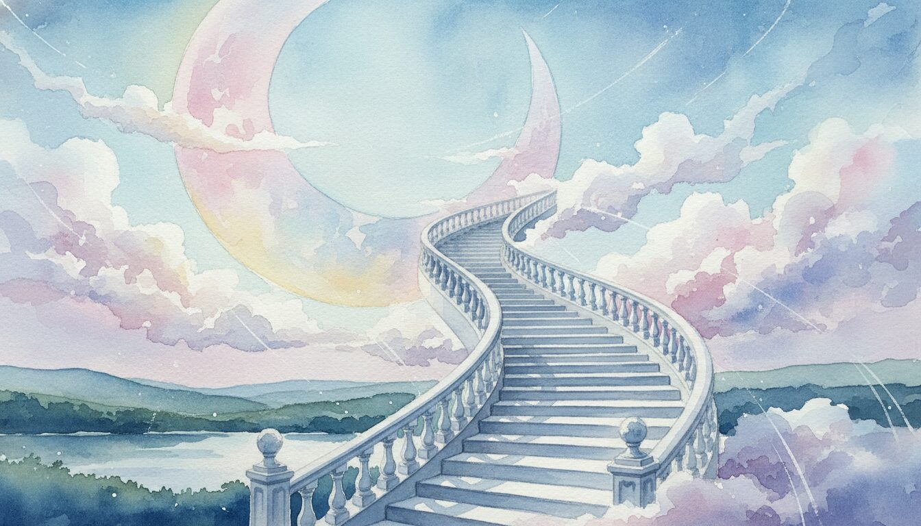 Stairway to the Moon: Surreal Fantasy Prompt for AI Art example 5