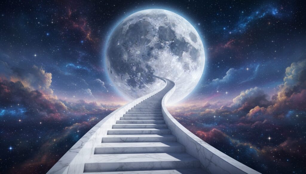 Stairway to the Moon: Surreal Fantasy Prompt for AI Art