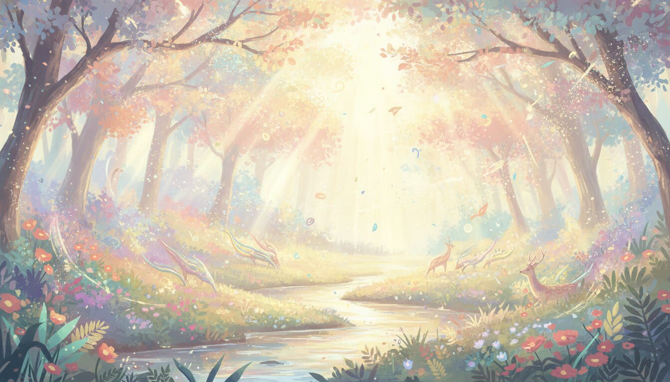 Hand-Painted Forest Background AI Prompt: Create Whimsical Nature Art example 5