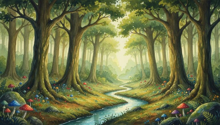 Hand-Painted Forest Background AI Prompt: Create Whimsical Nature Art